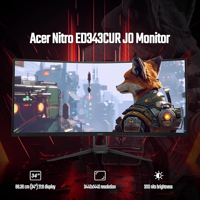 Acer ED343CUR J 34 Inch UWQHD 1000R Curved LED Monitor